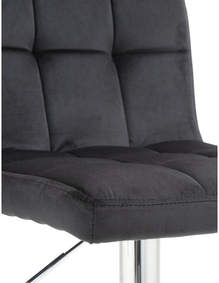 Tabouret de bar réglable en Velours Noir Métal Argenté Gorlin - 6