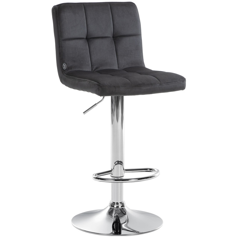 Tabouret de bar réglable en Velours Noir Métal Argenté Gorlin - 1
