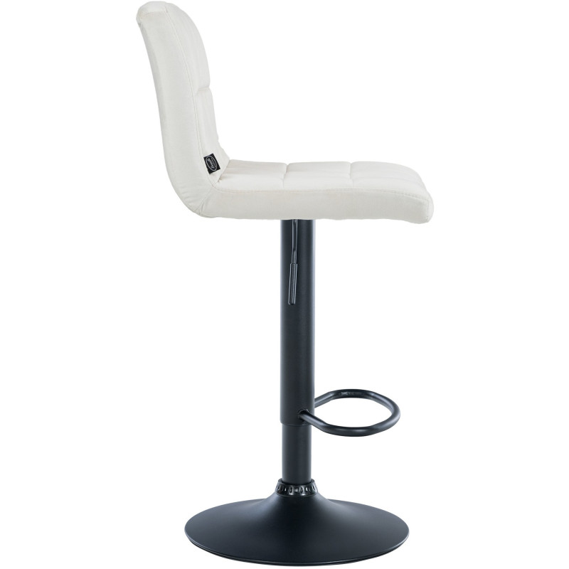 Tabouret de bar réglable en Velours Blanc crème Métal Noir Gorlin - 2