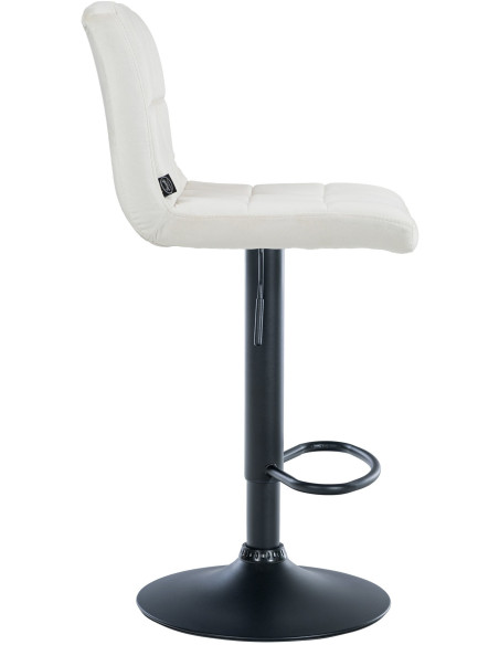 Tabouret de bar réglable en Velours Blanc crème Métal Noir Gorlin - 2