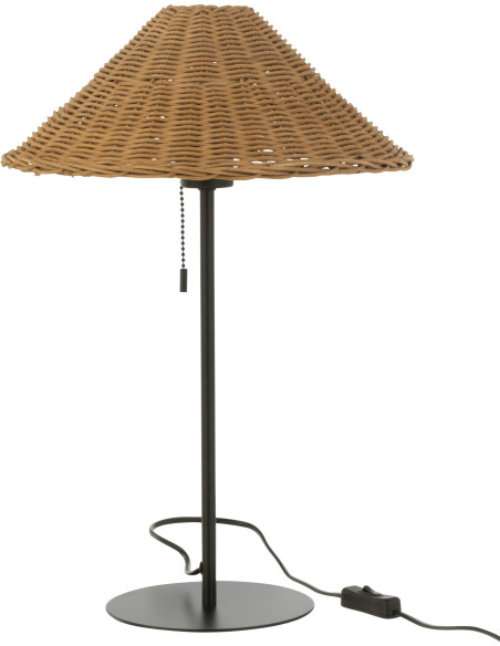 Lampe à poser en Rotin Naturel Métal Noir Elliott - 1