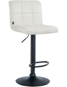 Tabouret de bar réglable en Velours Blanc crème Métal Noir Gorlin - 1