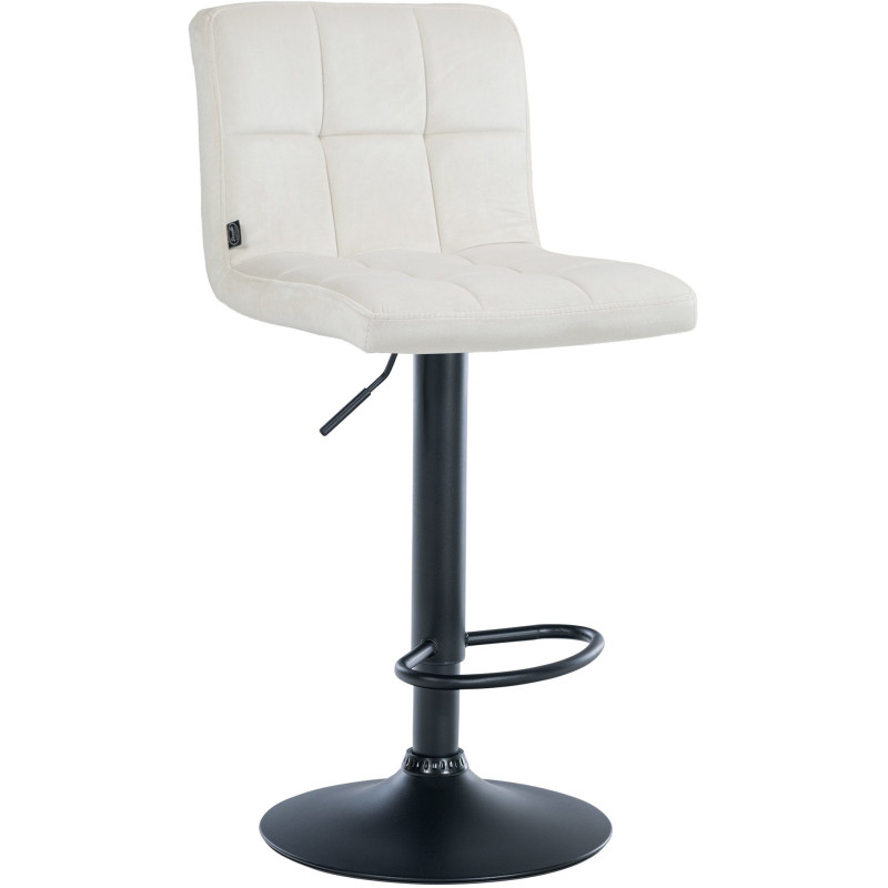Tabouret de bar réglable en Velours Blanc crème Métal Noir Gorlin - 1