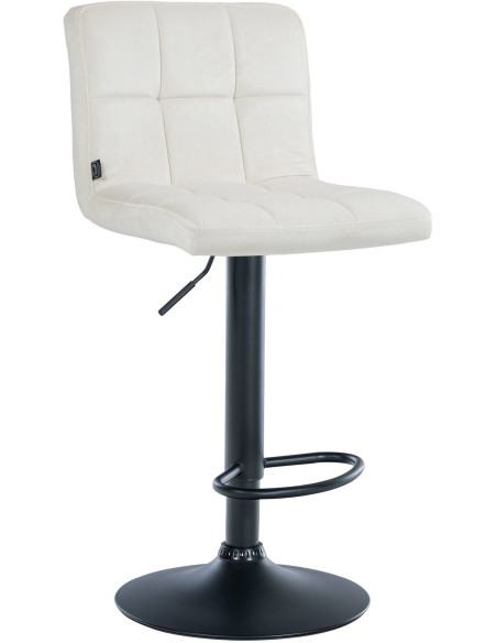 Tabouret de bar réglable en Velours Blanc crème Métal Noir Gorlin - 1