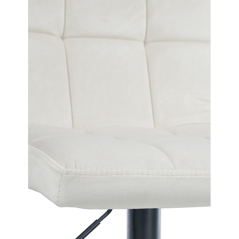 Tabouret de bar réglable en Velours Blanc crème Métal Noir Gorlin - 4