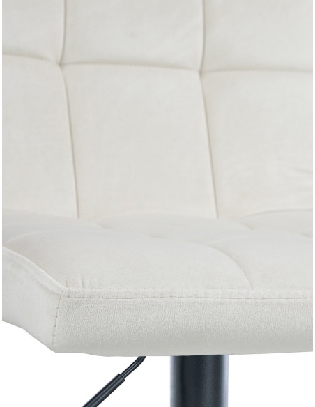 Tabouret de bar réglable en Velours Blanc crème Métal Noir Gorlin - 4