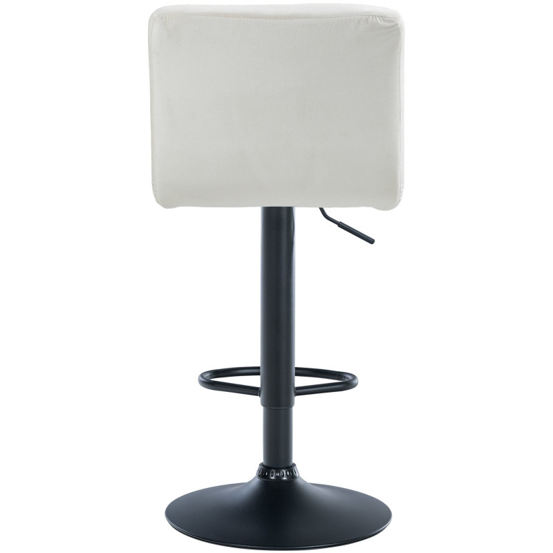 Tabouret de bar réglable en Velours Blanc crème Métal Noir Gorlin - 5