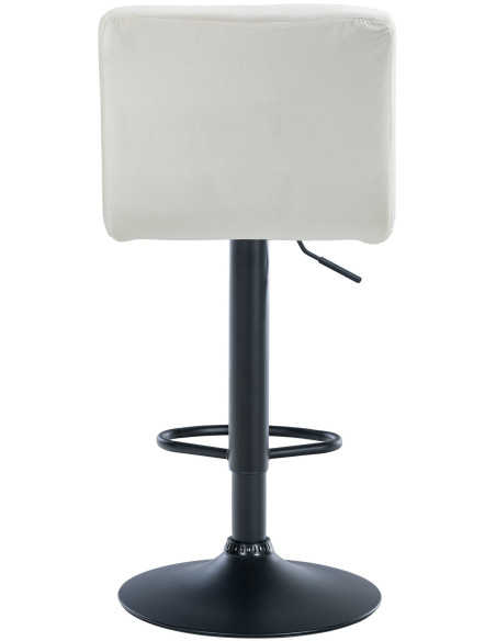 Tabouret de bar réglable en Velours Blanc crème Métal Noir Gorlin - 5