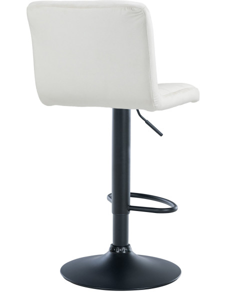Tabouret de bar réglable en Velours Blanc crème Métal Noir Gorlin - 6