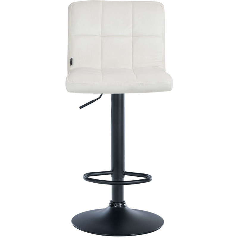 Tabouret de bar réglable en Velours Blanc crème Métal Noir Gorlin - 7