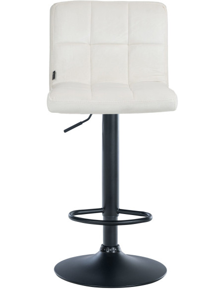 Tabouret de bar réglable en Velours Blanc crème Métal Noir Gorlin - 7
