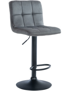 Tabouret de bar réglable en Velours Gris foncé Métal Noir Gorlin - 1