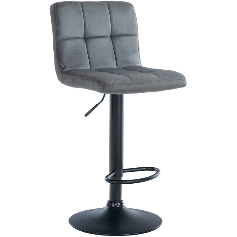 Tabouret de bar réglable en Velours Gris foncé Métal Noir Gorlin - 1