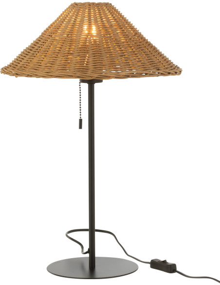 Lampe à poser en Rotin Naturel Métal Noir Elliott - 2