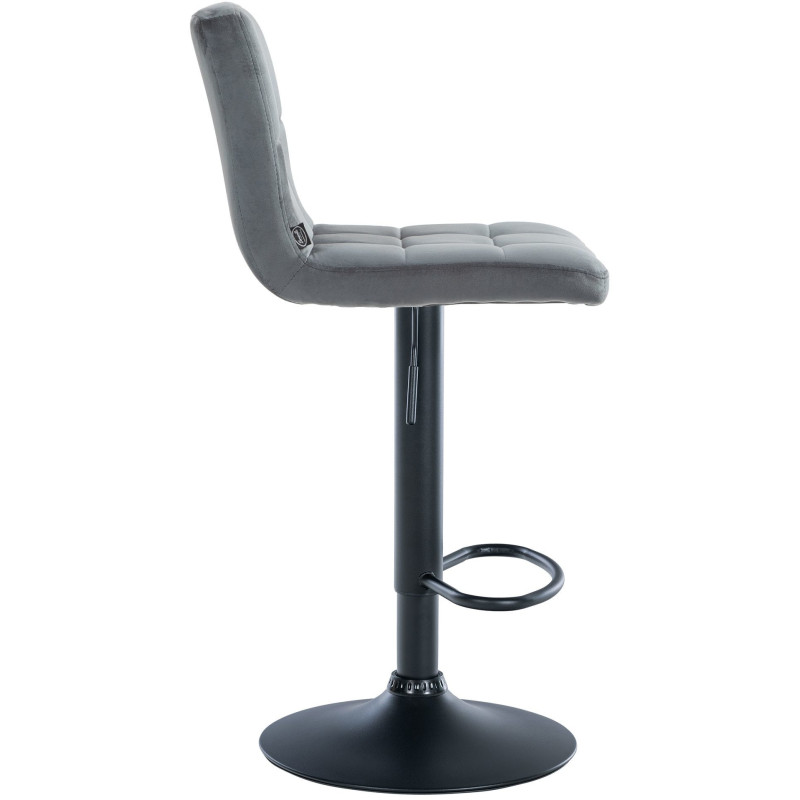 Tabouret de bar réglable en Velours Gris foncé Métal Noir Gorlin - 6
