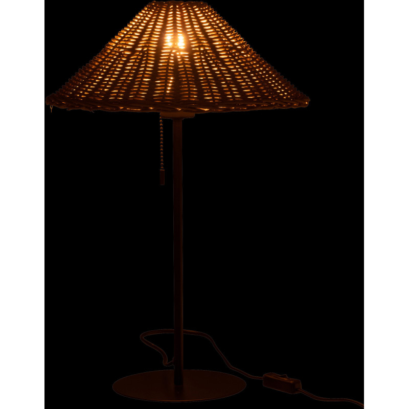 Lampe à poser en Rotin Naturel Métal Noir Elliott - 3