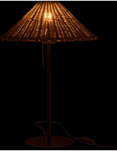 Lampe à poser en Rotin Naturel Métal Noir Elliott - 3