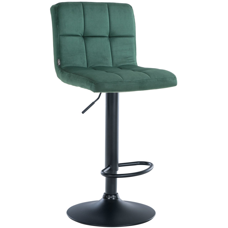 Tabouret de bar réglable en Velours Vert Métal Noir Gorlin - 1