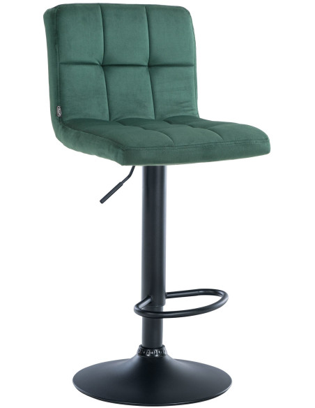 Tabouret de bar réglable en Velours Vert Métal Noir Gorlin - 1