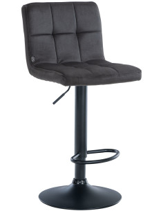 Tabouret de bar réglable en Velours Noir Métal Noir Gorlin - 1