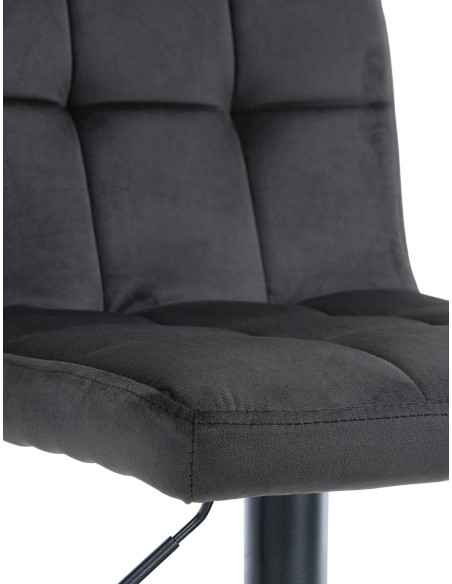 Tabouret de bar réglable en Velours Noir Métal Noir Gorlin - 3