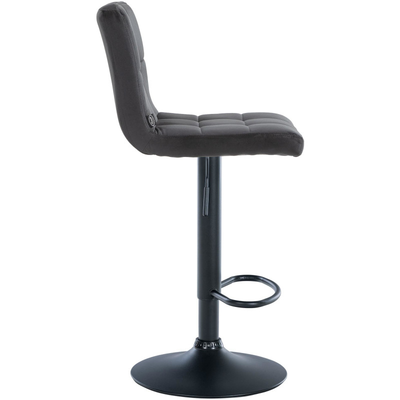 Tabouret de bar réglable en Velours Noir Métal Noir Gorlin - 6
