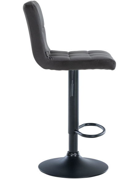 Tabouret de bar réglable en Velours Noir Métal Noir Gorlin - 6