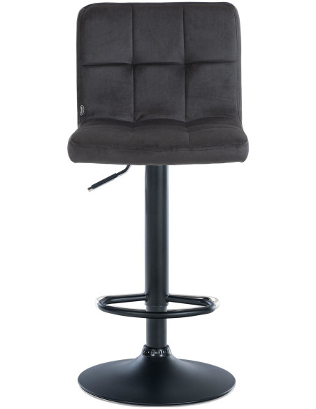 Tabouret de bar réglable en Velours Noir Métal Noir Gorlin - 7