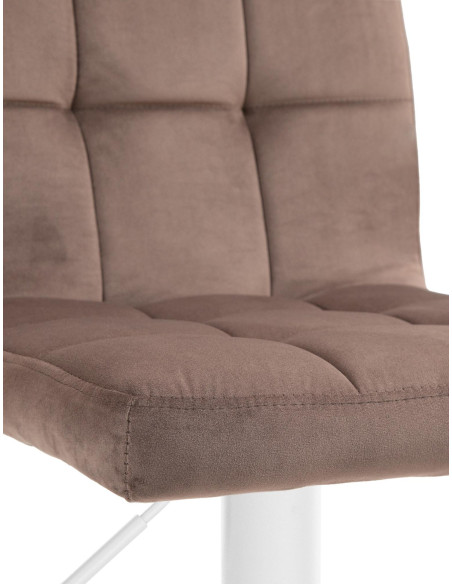 Tabouret de bar réglable en Velours Marron Métal Blanc Gorlin - 6