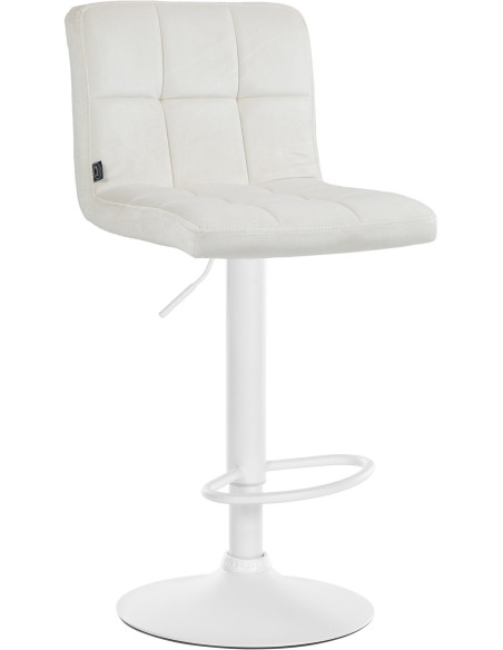 Tabouret de bar réglable en Velours Blanc crème Métal Blanc Gorlin - 1
