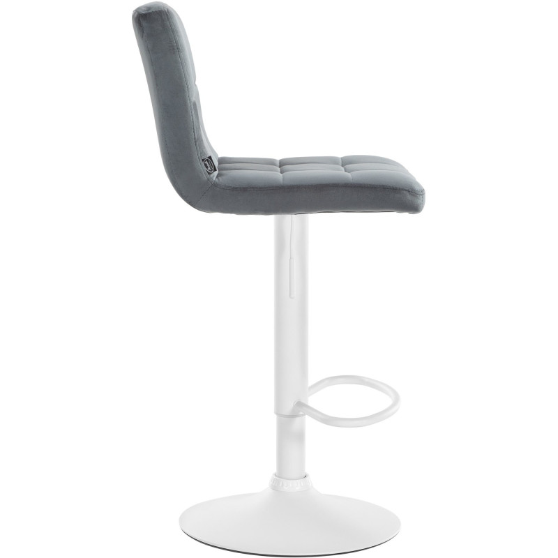 Tabouret de bar réglable en Velours Gris foncé Métal Blanc Gorlin - 3