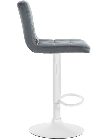 Tabouret de bar réglable en Velours Gris foncé Métal Blanc Gorlin - 3