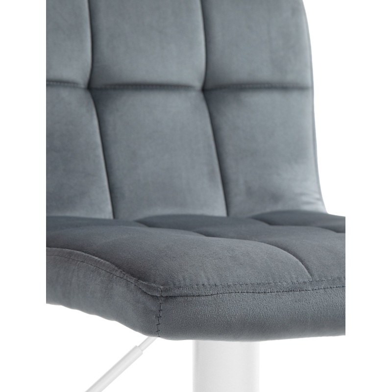 Tabouret de bar réglable en Velours Gris foncé Métal Blanc Gorlin - 6