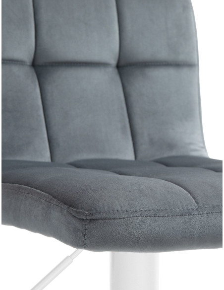 Tabouret de bar réglable en Velours Gris foncé Métal Blanc Gorlin - 6