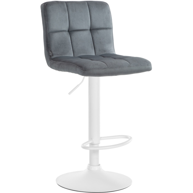 Tabouret de bar réglable en Velours Gris foncé Métal Blanc Gorlin - 1