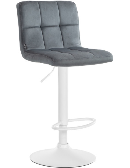 Tabouret de bar réglable en Velours Gris foncé Métal Blanc Gorlin - 1