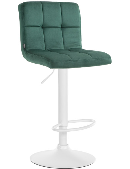 Tabouret de bar réglable en Velours Vert Métal Blanc Gorlin - 1