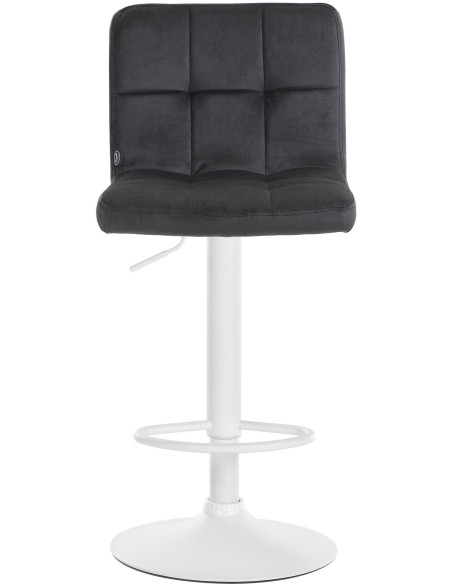 Tabouret de bar réglable en Velours Noir Métal Blanc Gorlin - 2