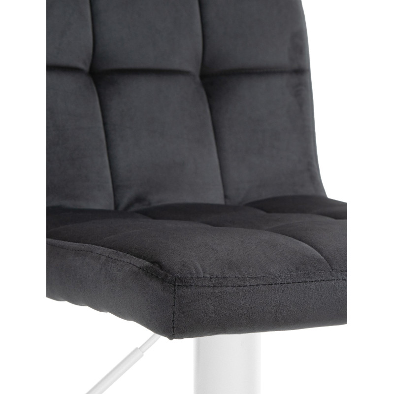 Tabouret de bar réglable en Velours Noir Métal Blanc Gorlin - 5