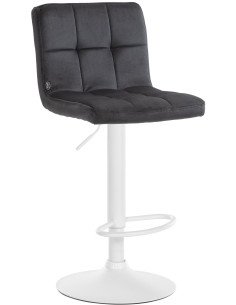 Tabouret de bar réglable en Velours Noir Métal Blanc Gorlin - 1
