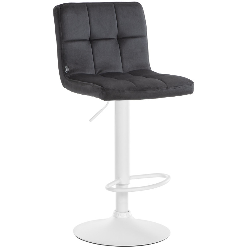 Tabouret de bar réglable en Velours Noir Métal Blanc Gorlin - 1
