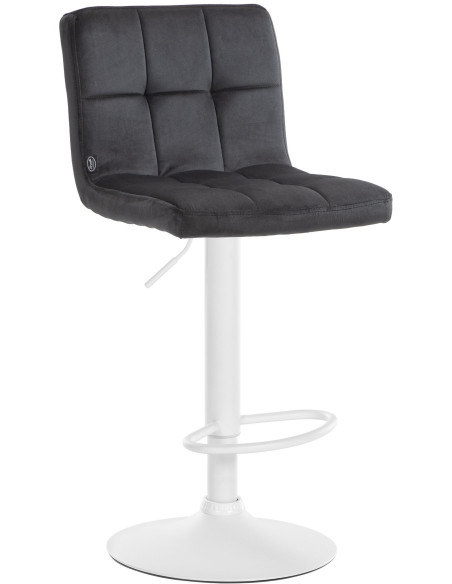 Tabouret de bar réglable en Velours Noir Métal Blanc Gorlin - 1