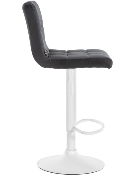 Tabouret de bar réglable en Velours Noir Métal Blanc Gorlin - 7