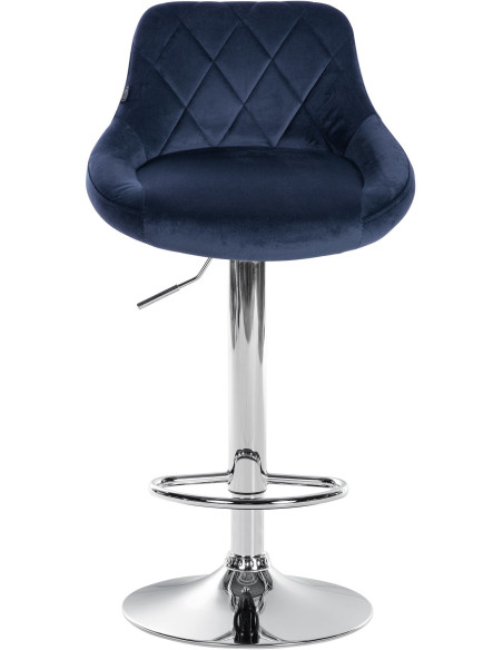 Tabouret de bar moderne chic en Velours Bleu Métal Argenté Zerion - 2