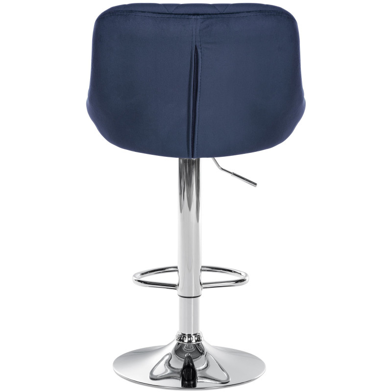 Tabouret de bar moderne chic en Velours Bleu Métal Argenté Zerion - 5