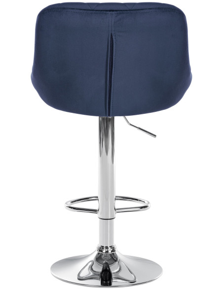 Tabouret de bar moderne chic en Velours Bleu Métal Argenté Zerion - 5