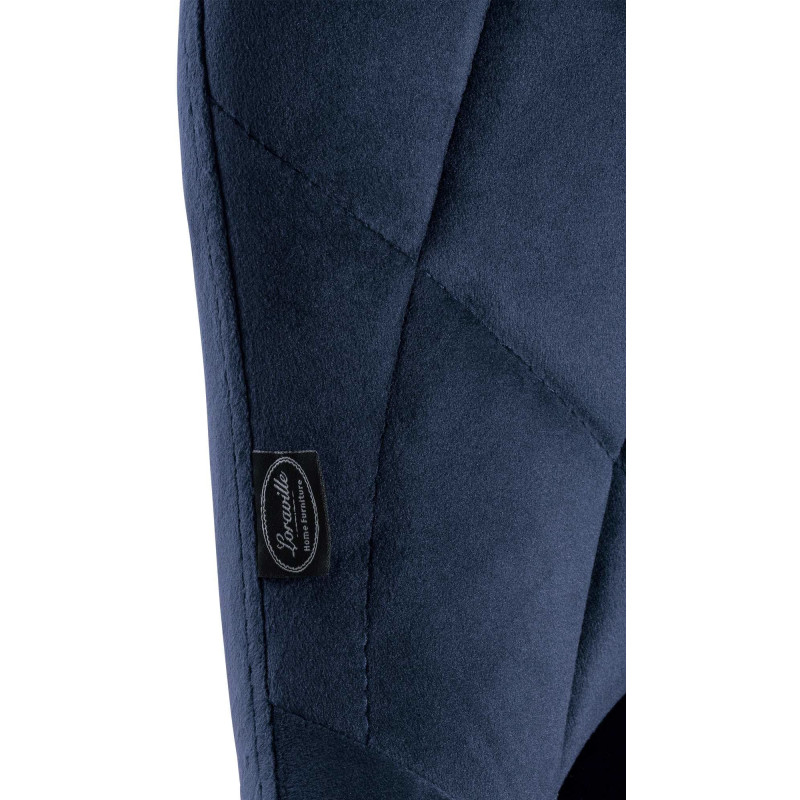 Tabouret de bar moderne chic en Velours Bleu Métal Argenté Zerion - 6