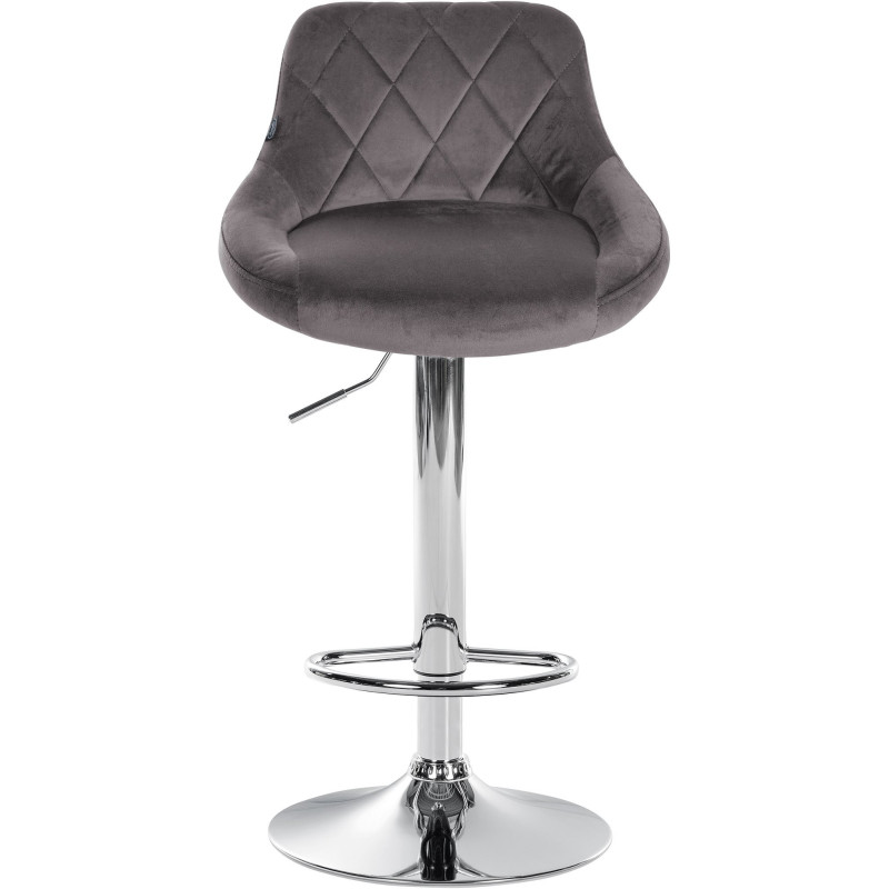 Tabouret de bar moderne chic en Velours Gris Métal Argenté Zerion - 2