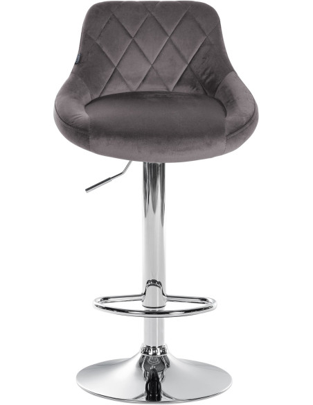 Tabouret de bar moderne chic en Velours Gris Métal Argenté Zerion - 2