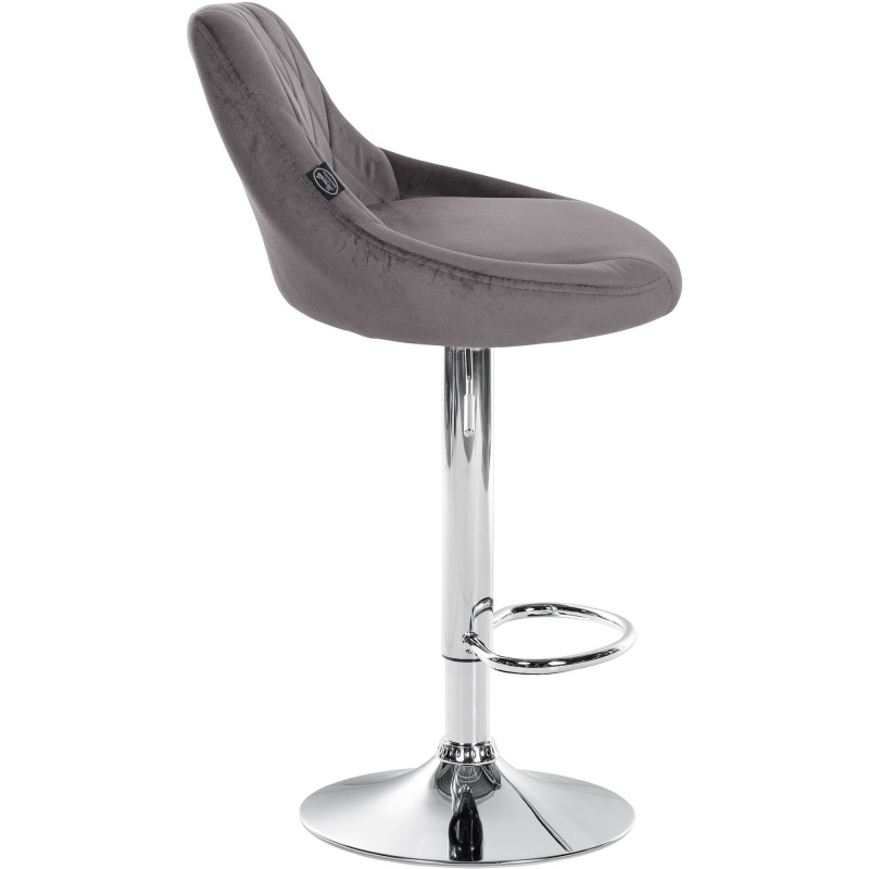 Tabouret de bar moderne chic en Velours Gris Métal Argenté Zerion - 3